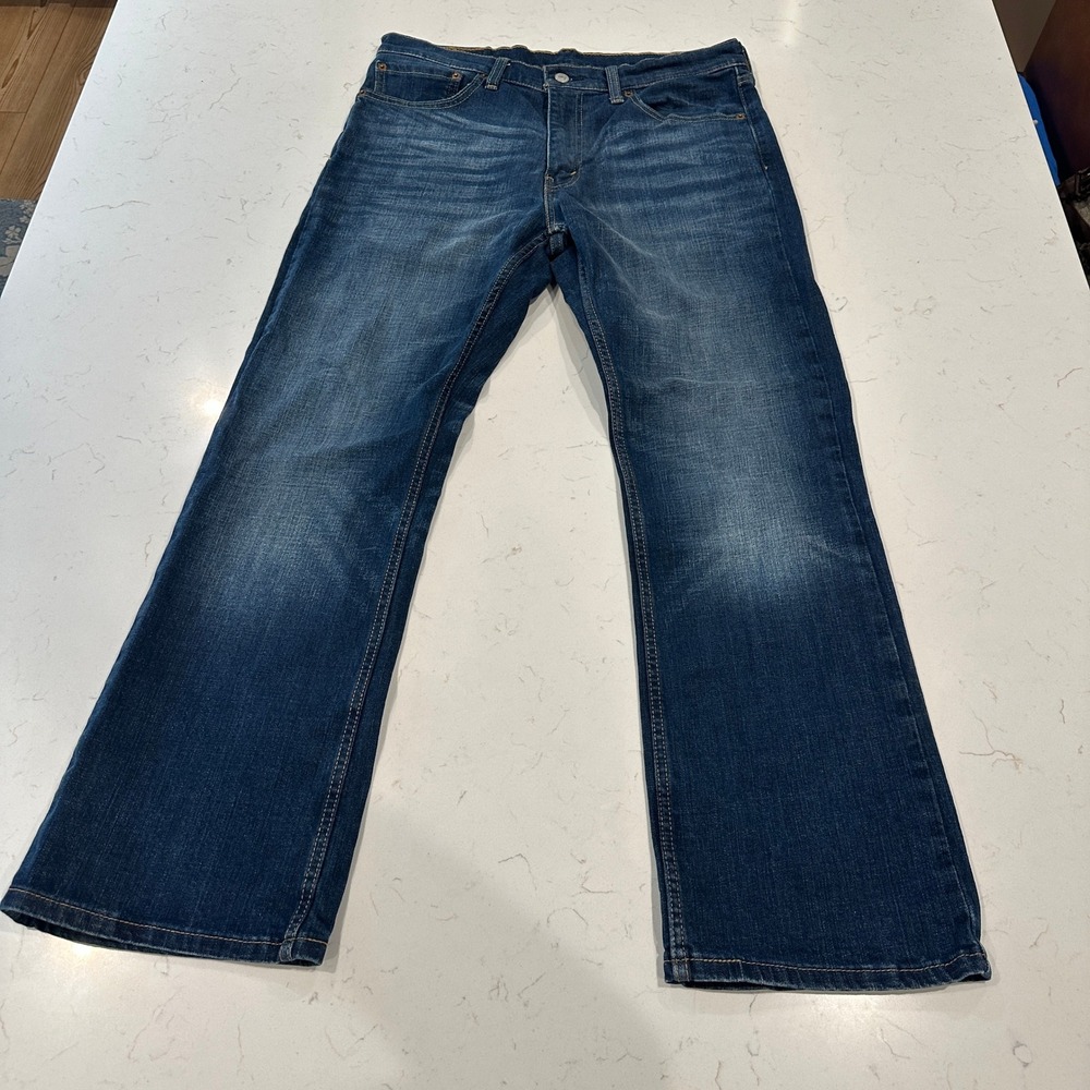 Levis 527 Slim Bootcut Jeans Mens 34x30 Blue Denim Stretch 05527-0490